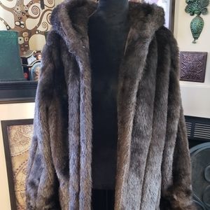 Roamans Full Length Faux Fur Coat Lg
